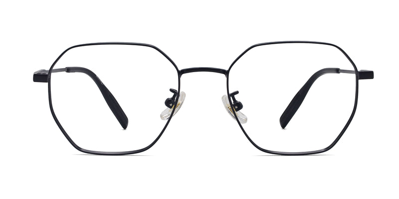 initiate geometric black eyeglasses frames front view
