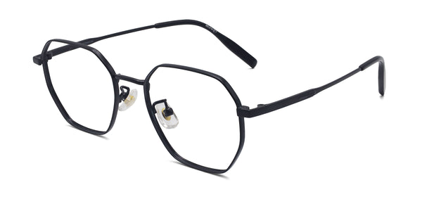 initiate geometric black eyeglasses frames angled view