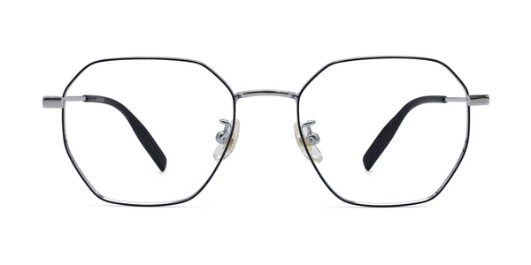 initiate geometric silver black eyeglasses frames front view