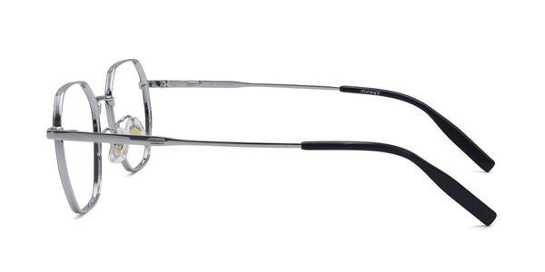 initiate geometric silver black eyeglasses frames side view