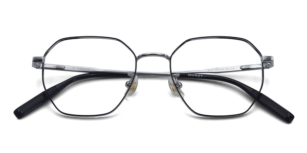 initiate geometric silver black eyeglasses frames top view