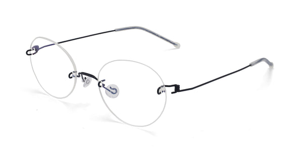 innocent oval black eyeglasses frames angled view