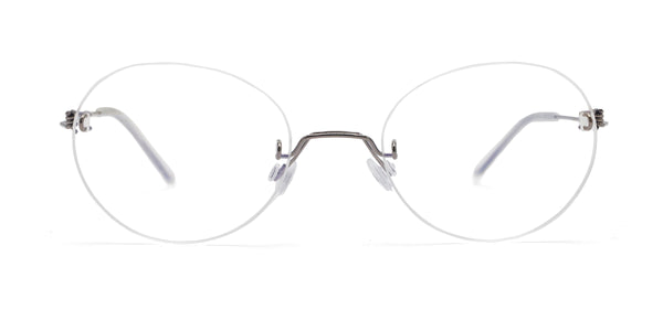 innocent oval silver eyeglasses frames front view