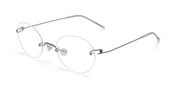 innocent oval silver eyeglasses frames angled view