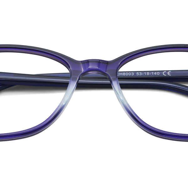 insight square purple eyeglasses frames top view