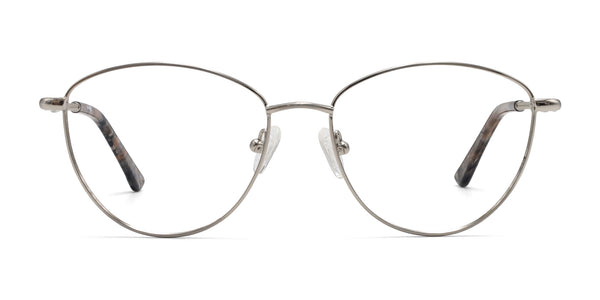 irie cat eye silver eyeglasses frames front view