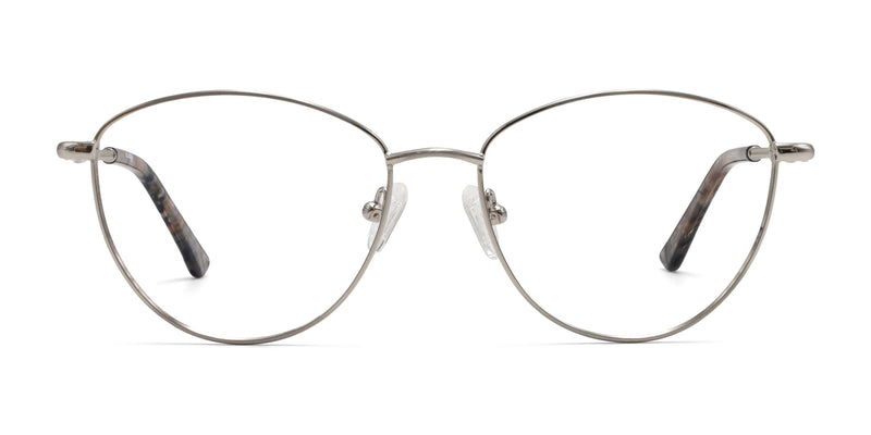 irie cat eye silver eyeglasses frames front view