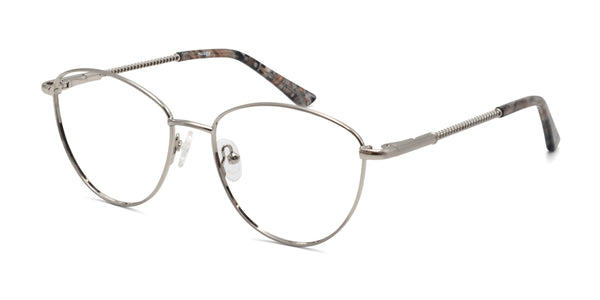 irie cat eye silver eyeglasses frames angled view