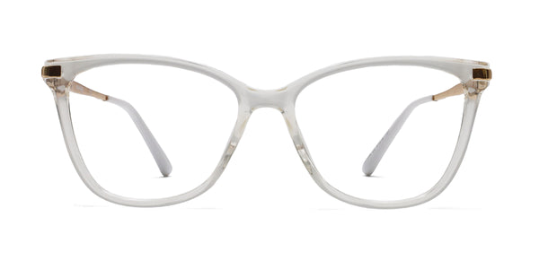 ivory cat eye transparent white eyeglasses frames front view