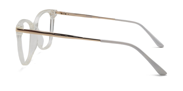 ivory cat eye transparent white eyeglasses frames side view