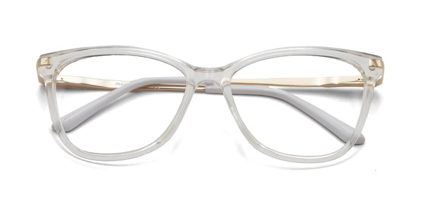 ivory cat eye transparent white eyeglasses frames top view