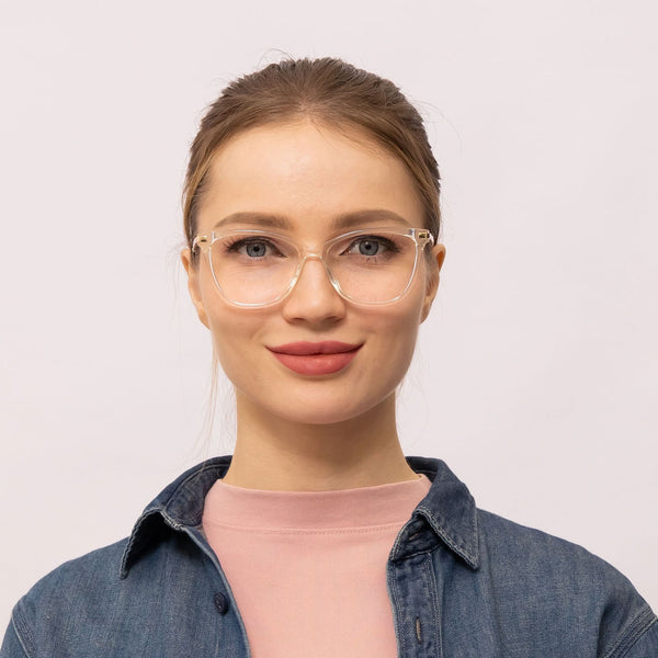 ivory cat eye transparent white eyeglasses frames for women front view