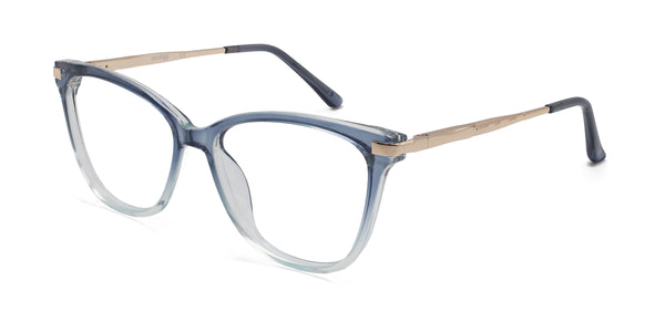 ivory cat eye gradient blue eyeglasses frames angled view