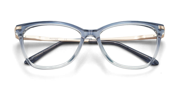 ivory cat eye gradient blue eyeglasses frames top view