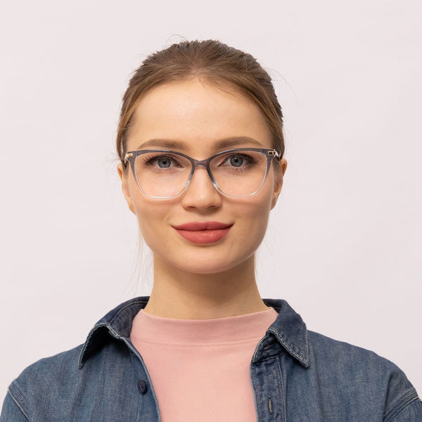 ivory cat eye gradient blue eyeglasses frames for women front view