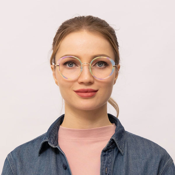 jocose round green tortoise eyeglasses frames for women front view