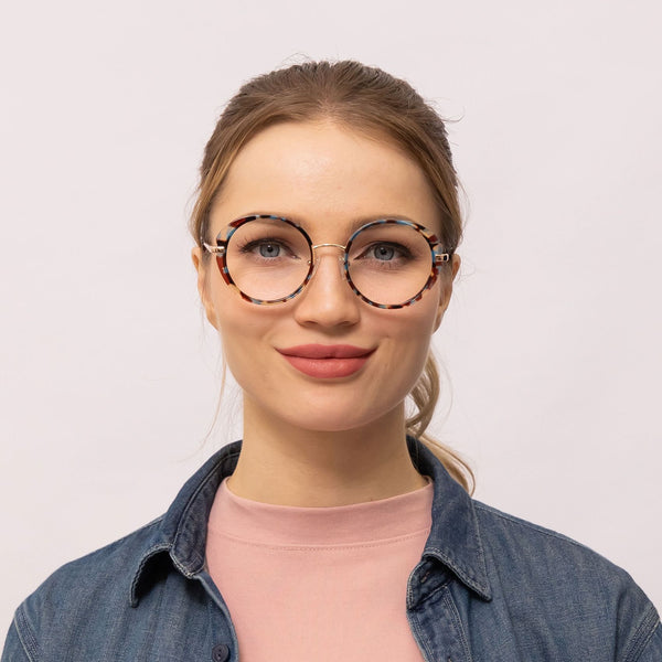 jocose round tortoise eyeglasses frames for women front view