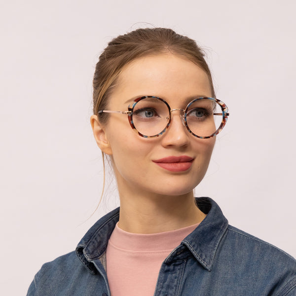 jocose round tortoise eyeglasses frames for women side view