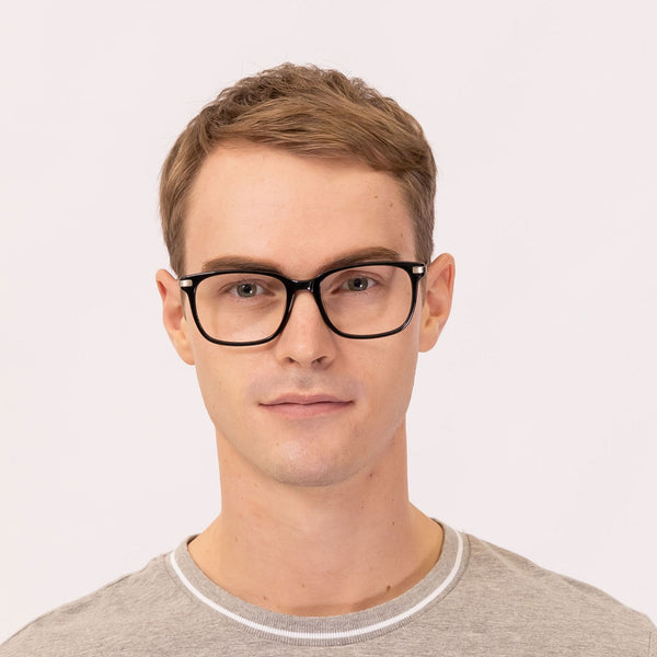 joe rectangle black eyeglasses frames for men front view