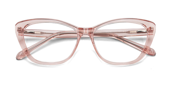 joyful cat eye transparent pink eyeglasses frames top view