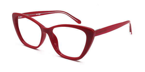 joyful cat eye red eyeglasses frames angled view