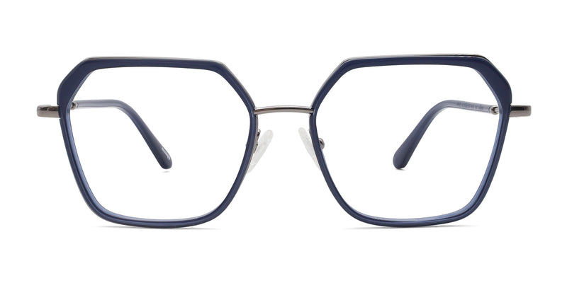 judy geometric blue eyeglasses frames front view