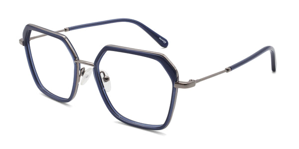 judy geometric blue eyeglasses frames angled view
