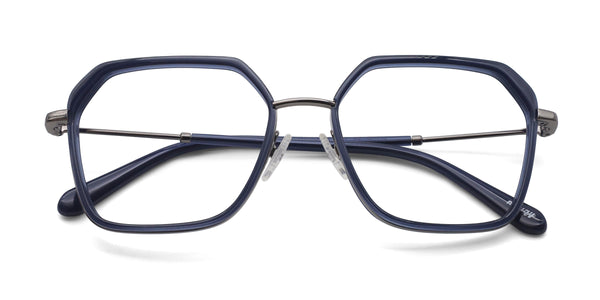 judy geometric blue eyeglasses frames top view