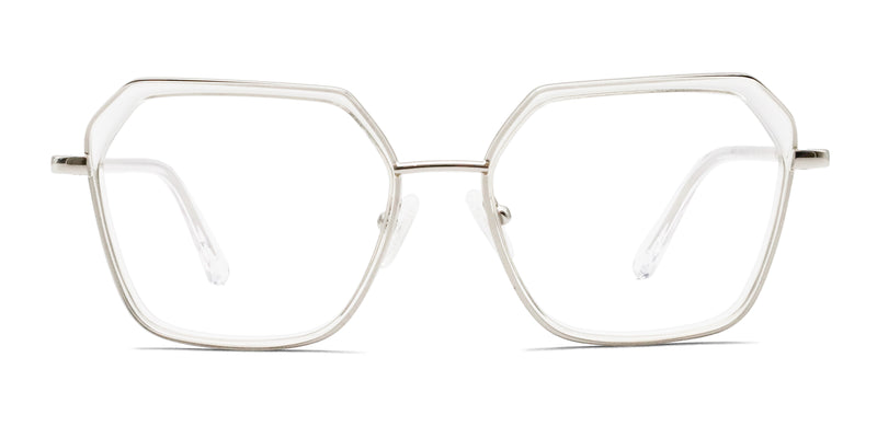 judy geometric clear eyeglasses frames front view