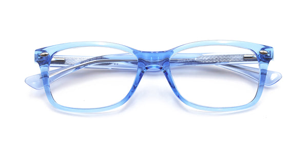 june rectangle shiny blue eyeglasses frames top view