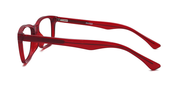 june rectangle red eyeglasses frames side view
