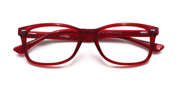 june rectangle red eyeglasses frames top view