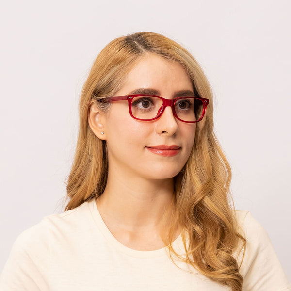 june rectangle red eyeglasses frames for women side view