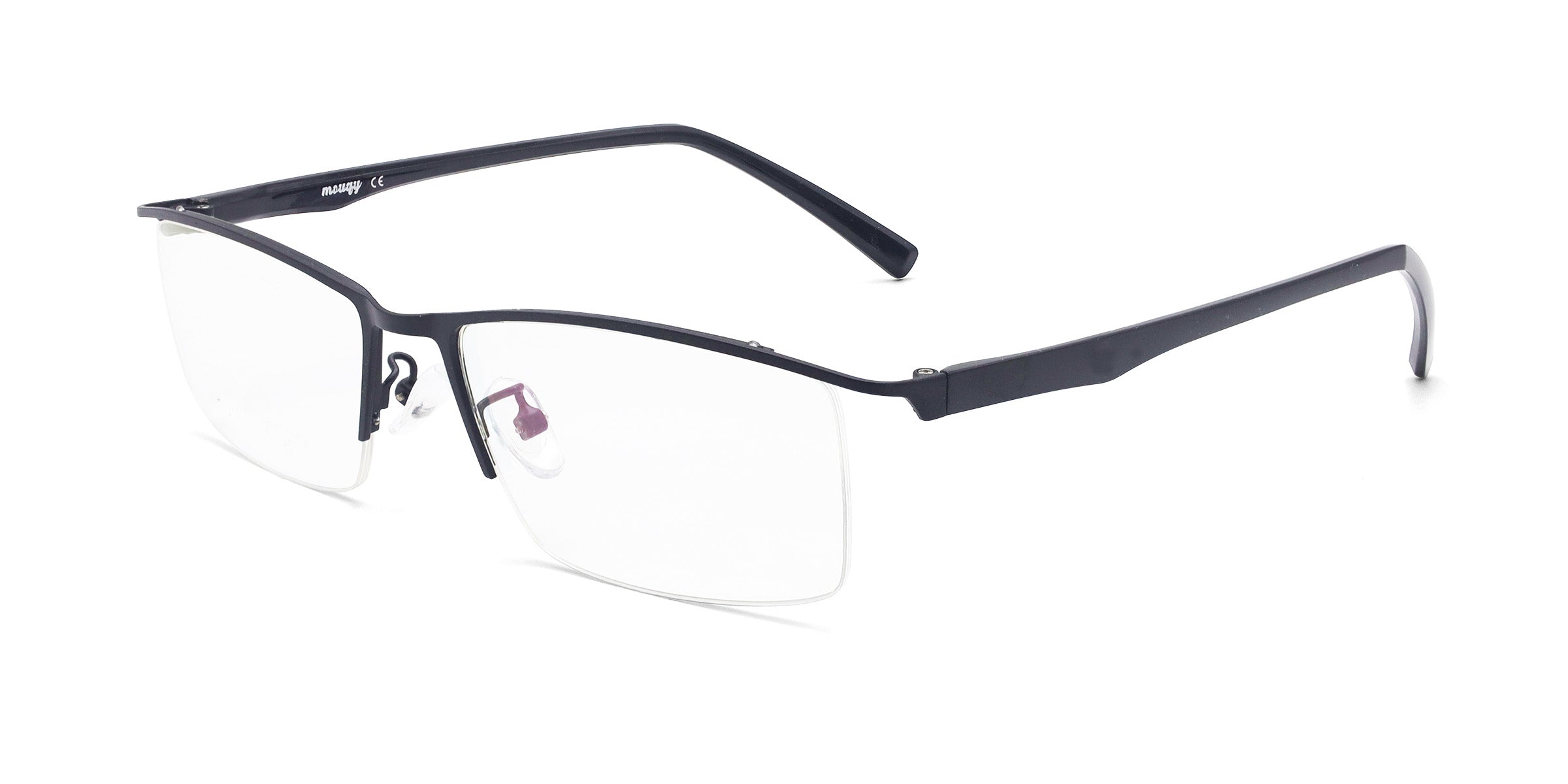 Justice Rectangle Black eyeglasses frames angled view