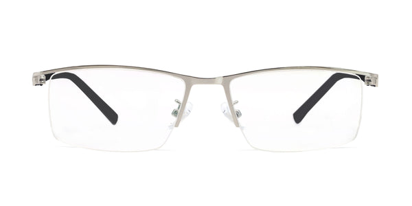 justice rectangle silver black eyeglasses frames front view