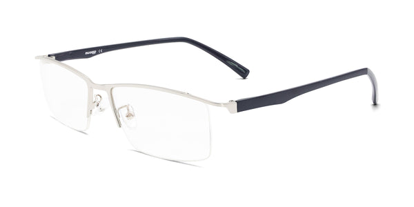 justice rectangle silver black eyeglasses frames angled view