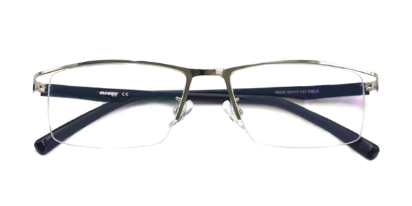 justice rectangle silver black eyeglasses frames top view