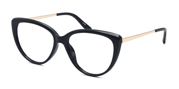 karina cat eye black gold eyeglasses frames angled view