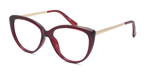 karina cat eye red eyeglasses frames angled view