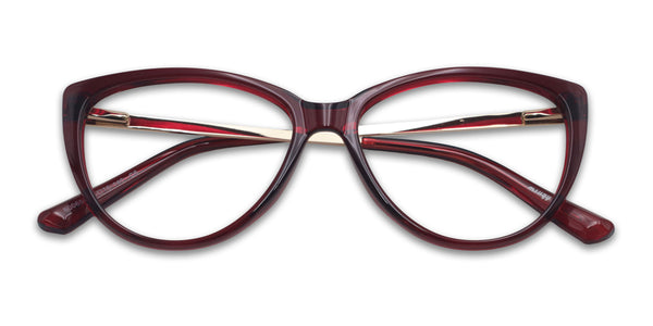 karina cat eye red eyeglasses frames top view