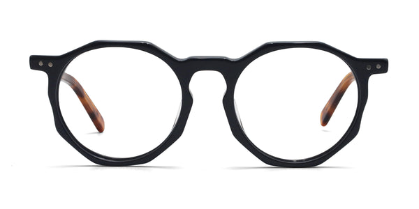 ken round black tortoise eyeglasses frames front view