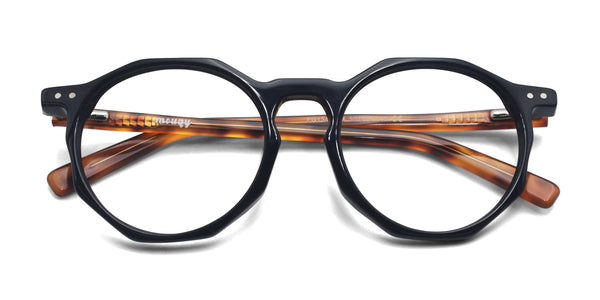 ken round black tortoise eyeglasses frames top view