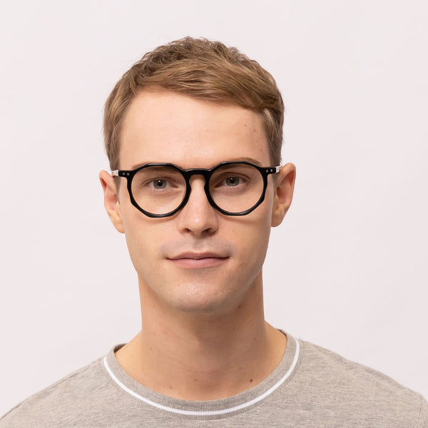 ken round black tortoise eyeglasses frames for men front view