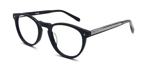 kingly oval black eyeglasses frames angled view