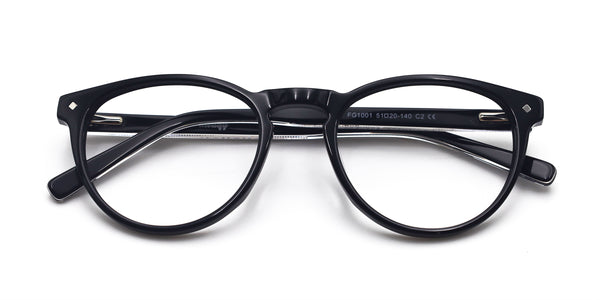 kingly oval black eyeglasses frames top view