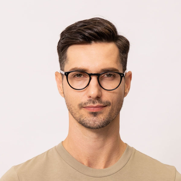 kingly oval black eyeglasses frames for men front view