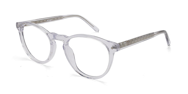 kingly oval transparent eyeglasses frames angled view