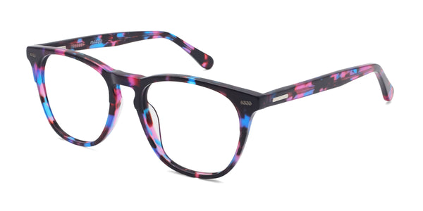 kosher square blue eyeglasses frames angled view