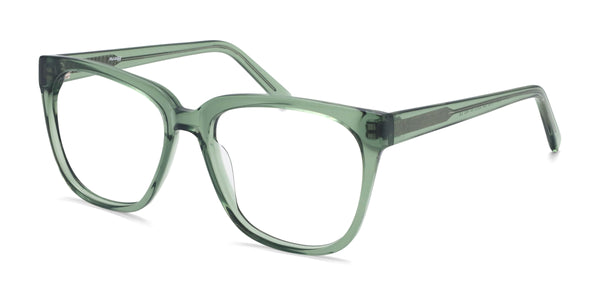kuma square green eyeglasses frames angled view