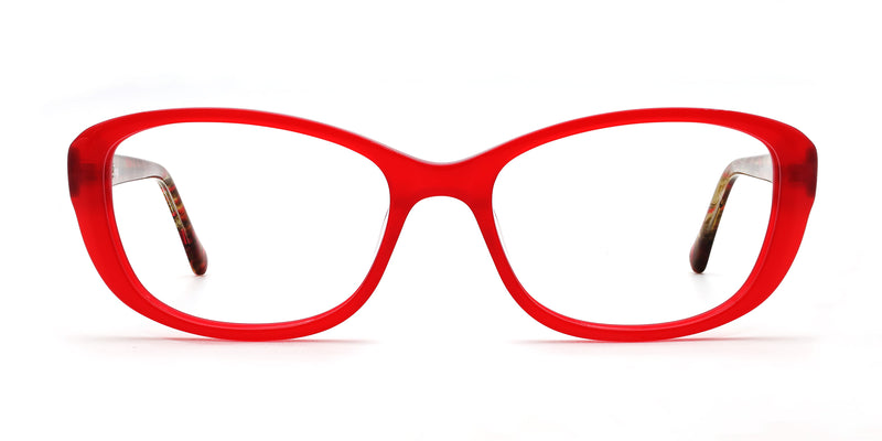 laura rectangle red eyeglasses frames front view